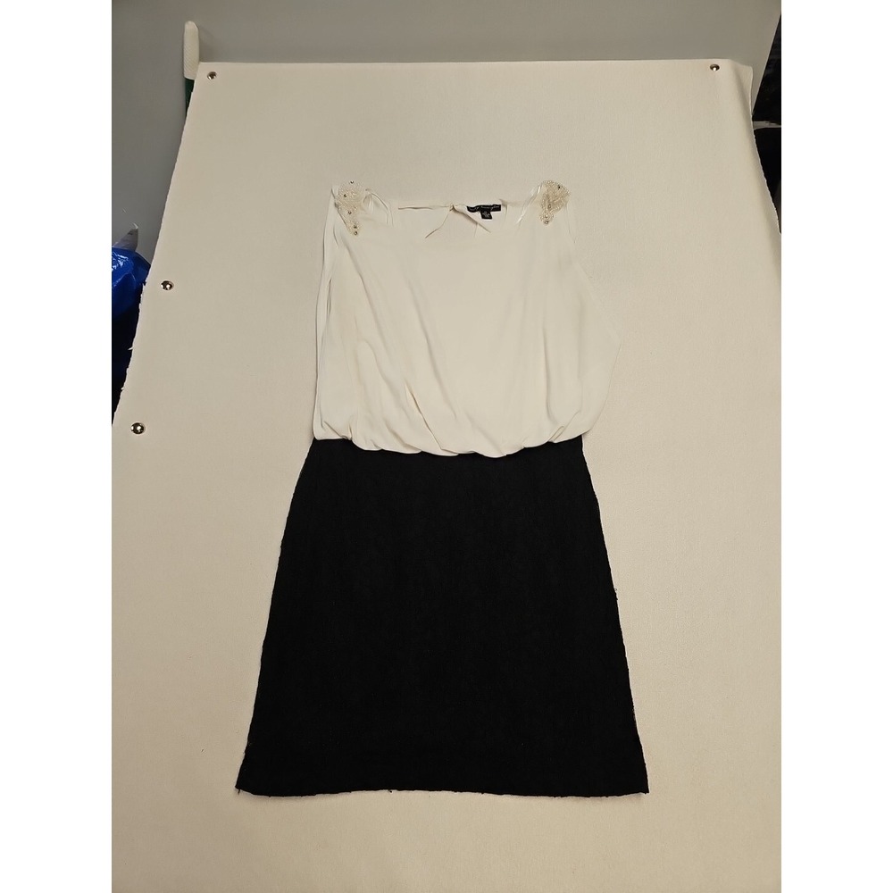 City Triangles Black White Dress Beaded Shoulder Weddin Midi Sleeveless Size 14